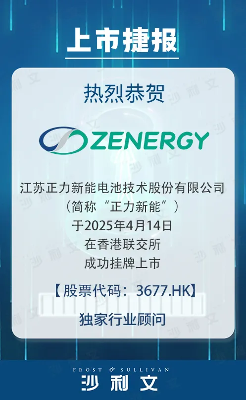 上市捷报丨沙利文助力江苏正力新能电池技术股份有限公司成功赴港上市(3677.HK)