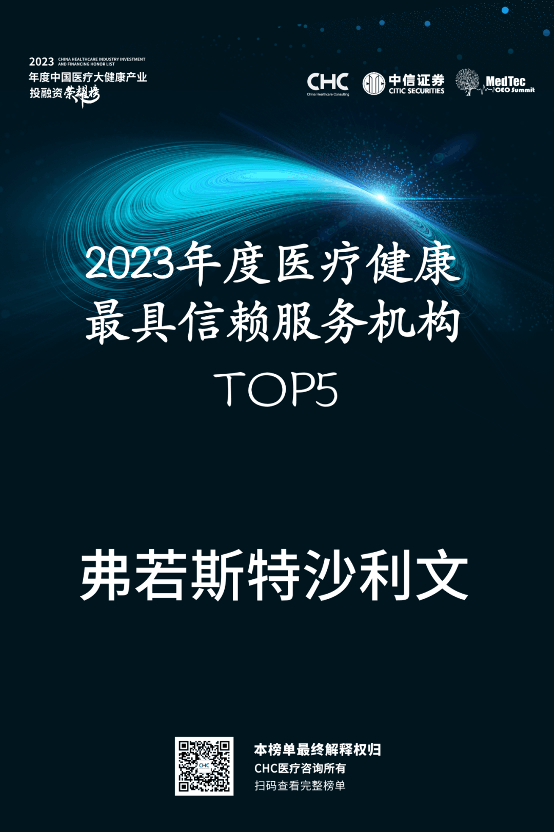 沙利文荣登「2023年度医疗健康最具信赖服务机构 Top5」榜单